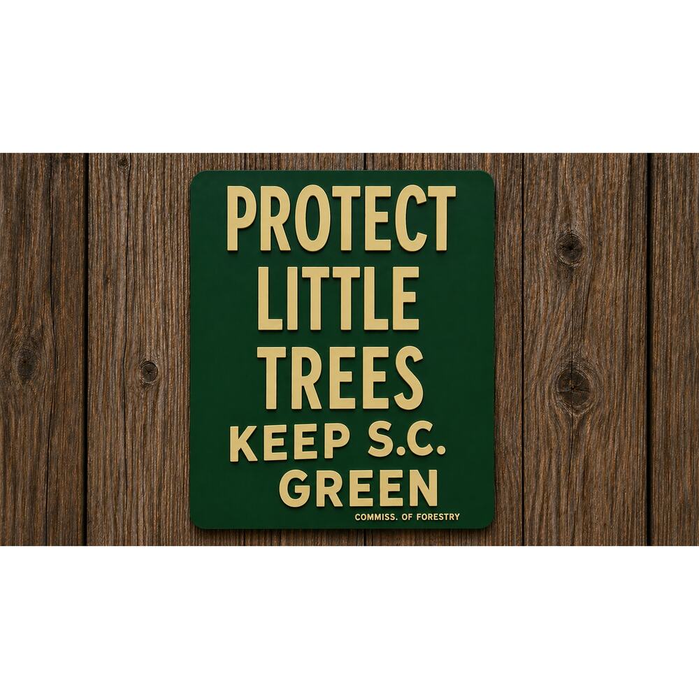South Carolina Commission of Forestry Sign Protect Little Trees Keep SC Green